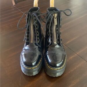 Dr. Martens Black Leather Zip-Up Combat Boots